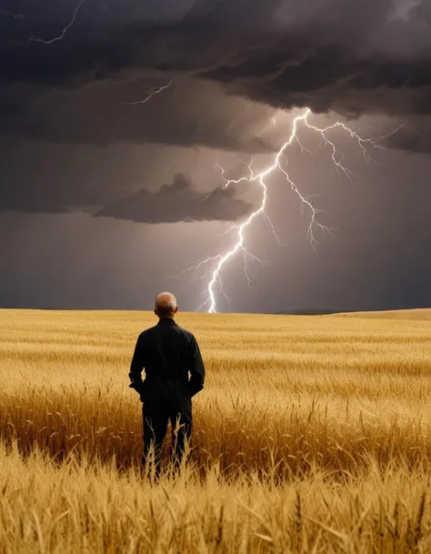 Imagine a dramatic and intense scene, where the metaphor "quem semeia vento, Tempestade de colheita" ganha vida visualmente. Um campo vasto e desolado se estende diante dos olhos, com a grama seca e amarelada pelo sol inclemente. The Dark Sky, carregado de nuvens pesadas, anuncia a chegada iminente de uma tempestade.
No centro dessa paisagem, A lone character stands out. He is an aged-looking and wrinkled man, com roupas rasgadas e desgastadas pelo tempo. in her hands, ele segura um punhado de sementes, who are thrown to the wind with a determined gesture.
A medida que as sementes voam pelo ar, The wind begins to intensify, blowing with force and fury. The sky gets even darker, e nuvens negras se formam rapidamente. Lightning cuts through the sky, followed by the deafening rumble of thunder.
The storm unleashes itself with all its force, with raging winds that shake the trees and make the leaves dance frantically. A chuva cai em torrentes, soaking the already parched soil. O personagem, powerless in the face of nature's fury, is enveloped by the storm, com seus cabelos e roupas sendo varridos pelo vento e pela chuva.
The scene conveys a sense of despair and inevitable consequences. A frase "quem semeia vento, colher tempestade" comes to life through this image, showing the unpredictability and impact of our actions. It's a powerful reminder that our choices and attitudes can have repercussions that affect us profoundly.