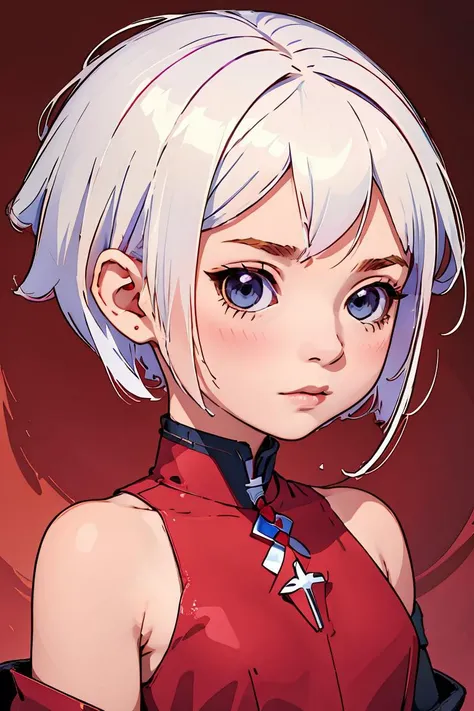(masterpiece, best quality), 1girl, Cardinal Short Spiky Hair with High Fade, small breasts, <lora:chibi style:1> chibi
