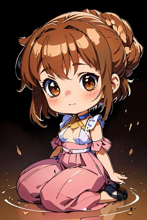 (masterpiece, best quality), 1girl, Light Brown French Twist, Size C breasts, <lora:chibi style:1> chibi
