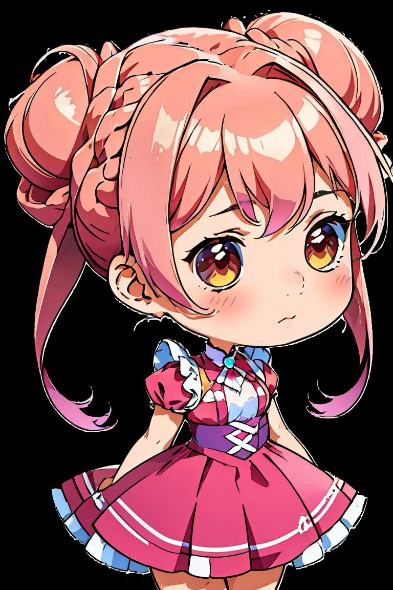 (masterpiece, best quality), 1girl, Carnation Faux Hawk Braid with Colored Extensions, Size DD breasts, <lora:chibi style:1> chibi