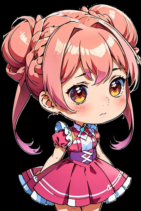 (masterpiece, best quality), 1girl, Carnation Faux Hawk Braid with Colored Extensions, Size DD breasts,   <lora:chibi style:1> chibi