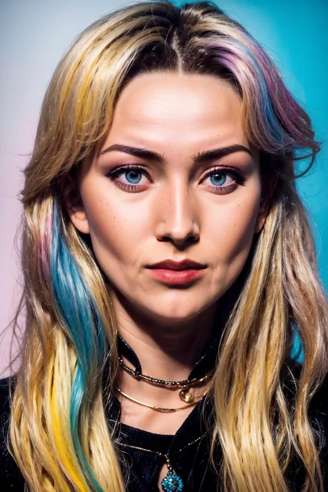<lora:Linn_Berggren:0.95> Abstract artwork that uses colorful overlapping shapes to create a portrait of a beautiful female. The look should be inspired by the unique painting styles found in cubism with an emphasis on texture and intricate detail including hand - drawn typefaces& organic flourishes around the eyes, cheeks& nose, hd, 8k, (intricate details, hyperdetailed:1.15) (skin texture:1.2)