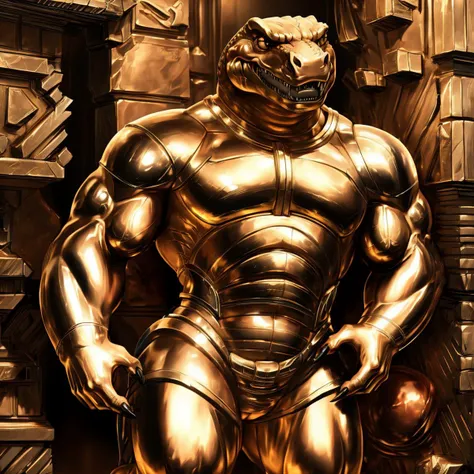 score_9, score_8_up, score_7_up, score_6_up, score_5_up, score_4_up,
8K CGI video game, powerful muscular build, muscular male, bara, side lighting, rim lighting, cinematic lighting, In'ei, (highly detailed), (Masterpiece), beautiful details, crisp, chiaroscuro, anime style, digital illustration, deep metallic colors, bright vivid colors, intricate detail, detailed background,
(character is (genghis rex, dinosaur, tyrannosaurus rex, muscles, muscular, dinosaucers, futuristic armor, armor, sharp teeth, colored lines, villain, )),
((in the style of and art by racoon21, null ghost, taran fiddler, ruaidri, yupa, kiyosan, jiandou, darkgem, ReptileCynrik, FrAnubis, Pino Daeni, Raphael, Leonardo da Vinci, midjourney, Thomas Kinkade, James Gurney, Frank Lloyd Wright, )),
<lora:GenghisRex:0.85> <lora:add_detail:0.35> <lora:add_sharpness:0.15> <lora:EyesGen:0.25> <lora:YQ_MaterialEnhancer_:0.35> <lora:waterVFX:0.35> <lora:goldcarvingcd:0.8> goldcarvingcd <lora:silvercarvingcd:0.8> silvercarvingcd
