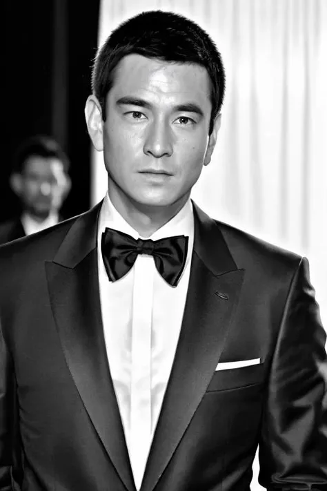 a men as a movie star, (portrait:1.2), (half body:1.2),(face focus:1), modelshoot style, (extremely detailed CG unity 8k wallpaper), Intricate, High Detail, Sharp focus, dramatic,photorealistic painting art by midjourney and greg rutkowski , ((movie premiere gala)), ((standing on the red carpet)), ((paparazzi in the background)), (looking at viewer), (detailed pupils:1.2), (elegant suit:1.3) <lora:gaocangjian:0.8>