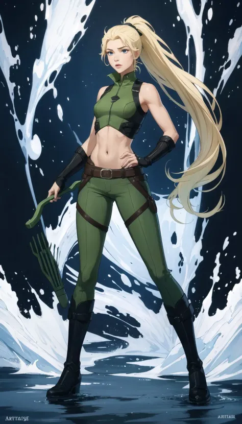 (cowboy shot), sfw, (best quality:1.0), (ultra highres:1.0), detailed eyes,
BREAK
<lora:ArtemisYJ:0.4> ArtemisYJ, 1girl, full body, posing, ponytail
green costume, green pants, straps, arrow logo, sleeveless, midriff
<lora:FEH_Concept_v2:1> feh
BREAK
splash background