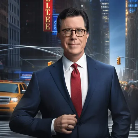 Colbert1024,man in a suit with glasses, full body, street, new york, detailed eyes, photography, highly detailed, sharp focus trending on artstation, studio photo, intricate details, highly detailed, by greg rutkowski <lora:Colbert1024:0.8>