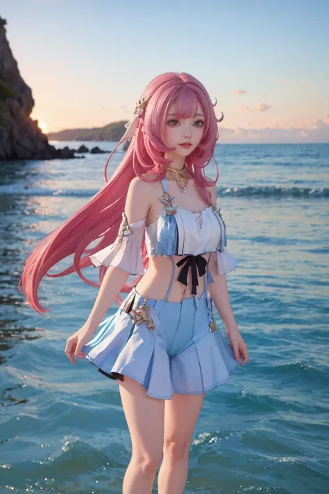 ((best quality)), ((masterpiece)), (detailed),(high-resolution:1.2), sea backround, blue sky, sunlight time, Orange and yellow light, (establishing shot:1.5),(bilateral symmetry:1.5), playing with water, smiling
atena_saotome, ahoge, large breasts, pink hair,
Bertin Cote d'azur, (one-piece swimsuit), polka dot, ribon, white glove, criss-cross halter,
<lora:Bertin Cote d'azur:0.8>