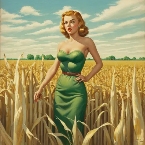 Lana Turner in a field completely naked and smiling