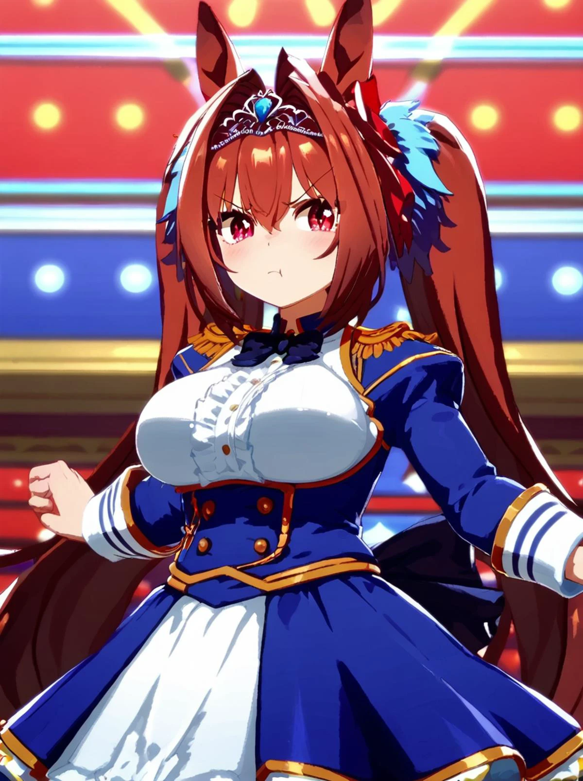 score 9, score 8 up, score 7 up, rating questionable,
detailed background,
<lora:daiwa.pony:1>,
daiwa,
large breasts, wide hips, shiny skin,
looking at viewer, angry,