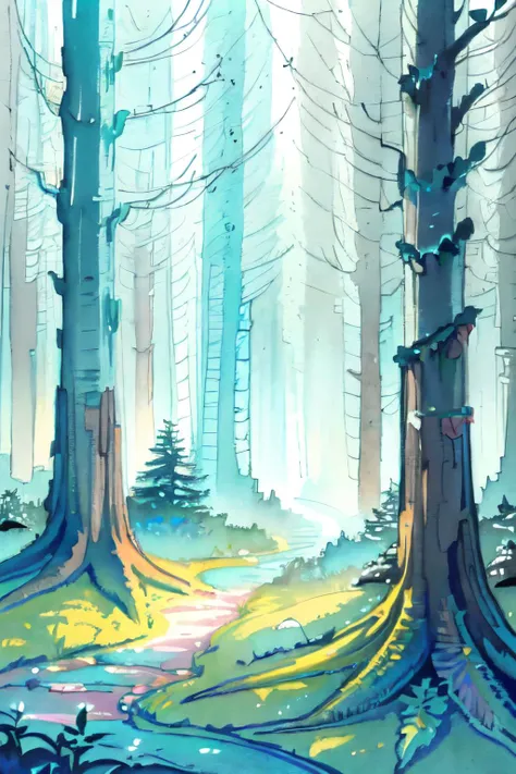 (moist paper,bright watercolor style,comfort,pastel painting illustration,concise,watercolor rendering,natural rendering,pigments mix naturally:1.3),
(white theme,bright theme,:1.3)
<lora:magic-fantasy-forest-v2:0.8> , magic-fantasy-forest