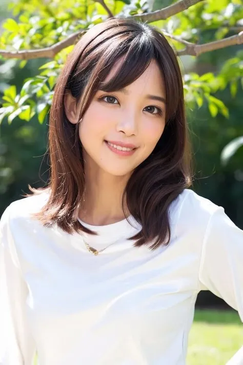 Japan Beauty,High Teenager,Woman standing,Navel Ejection,Small bust,red blouse,White mini skirt,Super mini skirt with panties visible,Beautiful leg line beauty,Straight in front photo,a little bit smile,lean body,small bust,Small breasts,Small,small tits,big breasts thin waist,Larger hips,Beautiful tight thighs,White sandals,Bob cut hair,a little brown hair,elongated facial contour,a little bit smile,Sharp cheeks,Round chin,neat nose,Looking at the camera,skinny cheeks,Round chin,Slender eyes,Beautiful eyes,Dark brown eyes,mountain ridge in the background,Nobeyama plateau in the background