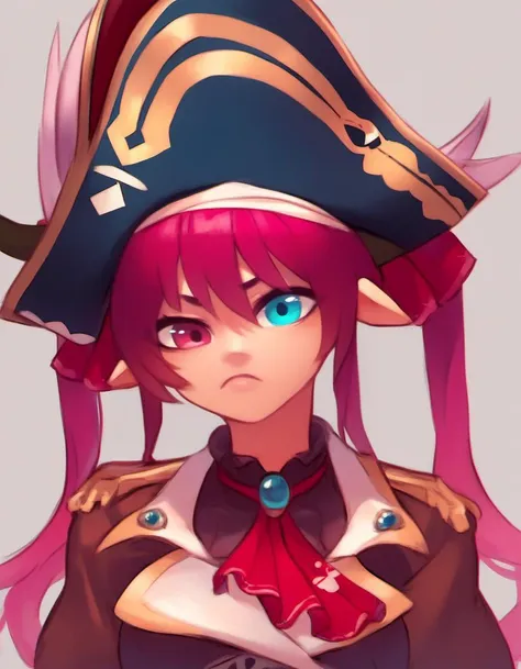 ((<lora:Houshou_Marine:.8>, houshou marine, solo, heterochromia, pirate hat, twintails,) hybrid with (<lora:CHAR-IrysPonyXL:1>, looking at viewer, long hair, heterochromia, purple eye, blue eye, )), portrait, BREAK , zPDXL, score_9, score_8_up, score_7_up, score_6_up, score_5_up, score_4_up