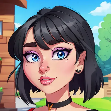 cartoon style ,1girl, solo,, rhea, looking at the viewer, portrait, focus on face, beautiful, stunning, glamour,  outdoor,  <lora:Rhea:1>