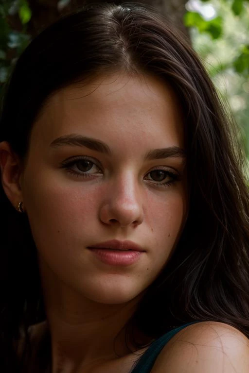 A high resolution,Photorealistic:1.37, charming chubby brown-eyed naked sad age girl 16 yh aesthetic small breasts with beautiful erect pale pink nipples stands on the shore of a forest lake and looks at her reflection in crystal clear water:1.3, crystal clear clear lake, dense vegetation, (((whole body including legs))), nice soft round face, round cheeks, round chin, calm facial expression, thoughtful look, plump sensual lips, Very tousled dark brown tousled long hair, big beautiful amber-brown eyes, Long eyelashes, thick eyebrows, thin rays of sun through the foliage of trees, Beautiful face, Ideal Anatomy, aesthetic completeness, pleasant looking soft plump childish physique, mild children&#39;s fullness of body and limbs, soft belly, natural natural body hair, fluffy thick well-groomed pubic hair, cinematic lighting, face focus, slight blurring of the background, Full-length front view 