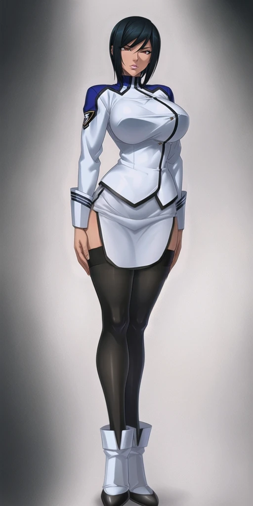 <lora:naomi_v1_locon:0.9>, Naomi Evans, (bored expression, mouth closed), mature adult female, (perfect eyes, perfect face, looking off-side), (light black hair:1.5), (ultra detail face, ultra detail hair, ultra detail body:1.0), (masterpiece, best quality, highly detailed:1.2), (diffused lighting), sharp focus, professional artwork, digital blending, red eyes, highly detailed eyes, anime eyes, reflective eyes, tan skin