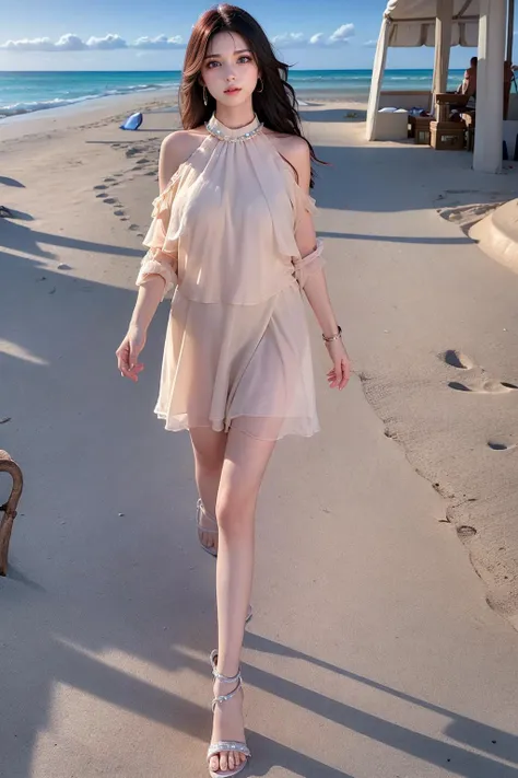 (1girl walking on the beach:1.5), summer shortdress, dress, jewelry, bowhair, blackhair,
<lora:Summer_ShortDress-000004:0.6>, masterpiece,ultra realistic,32k,extremely detailed CG unity 8k wallpaper, best quality