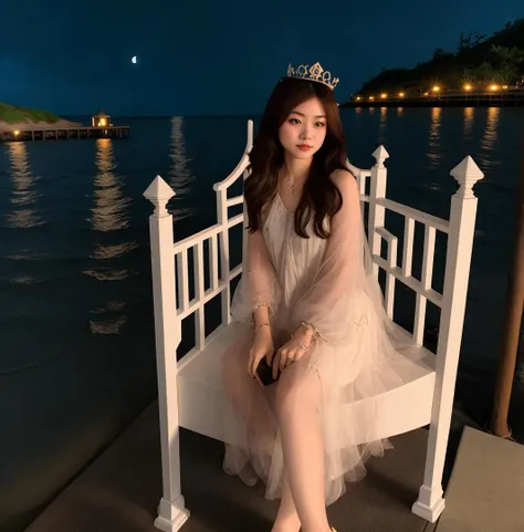 1 girl, summer4, white , night, moonlight, bokeh, sitting throne, portrait, beach, ocean,
<lora:Summer4-06:0.65>