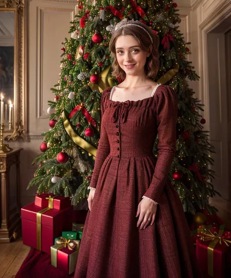 RAW, 50mm f 1.2, full body photograph or gorgeous fit, thin n4t4l14d, face , wearing a red Victorian dress posing in front of ((Christmas tree)) in large Victorian Room, fireplace, eye contact, flirty smile, hyperdetailed
<lora:n4t4l14d:1>