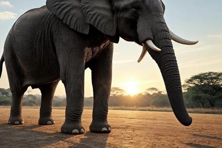 elephant walking, (realistic:1.5), <lora:EdobElephant_v1.0.8>, realistic, (masterpiece:1.3), (best quality:1.3), beautiful, (intricate details), unity 8k wallpaper, ultra detailed, beautiful, aesthetic, perfect lighting, golden hour<lora:add_detail:0.25>