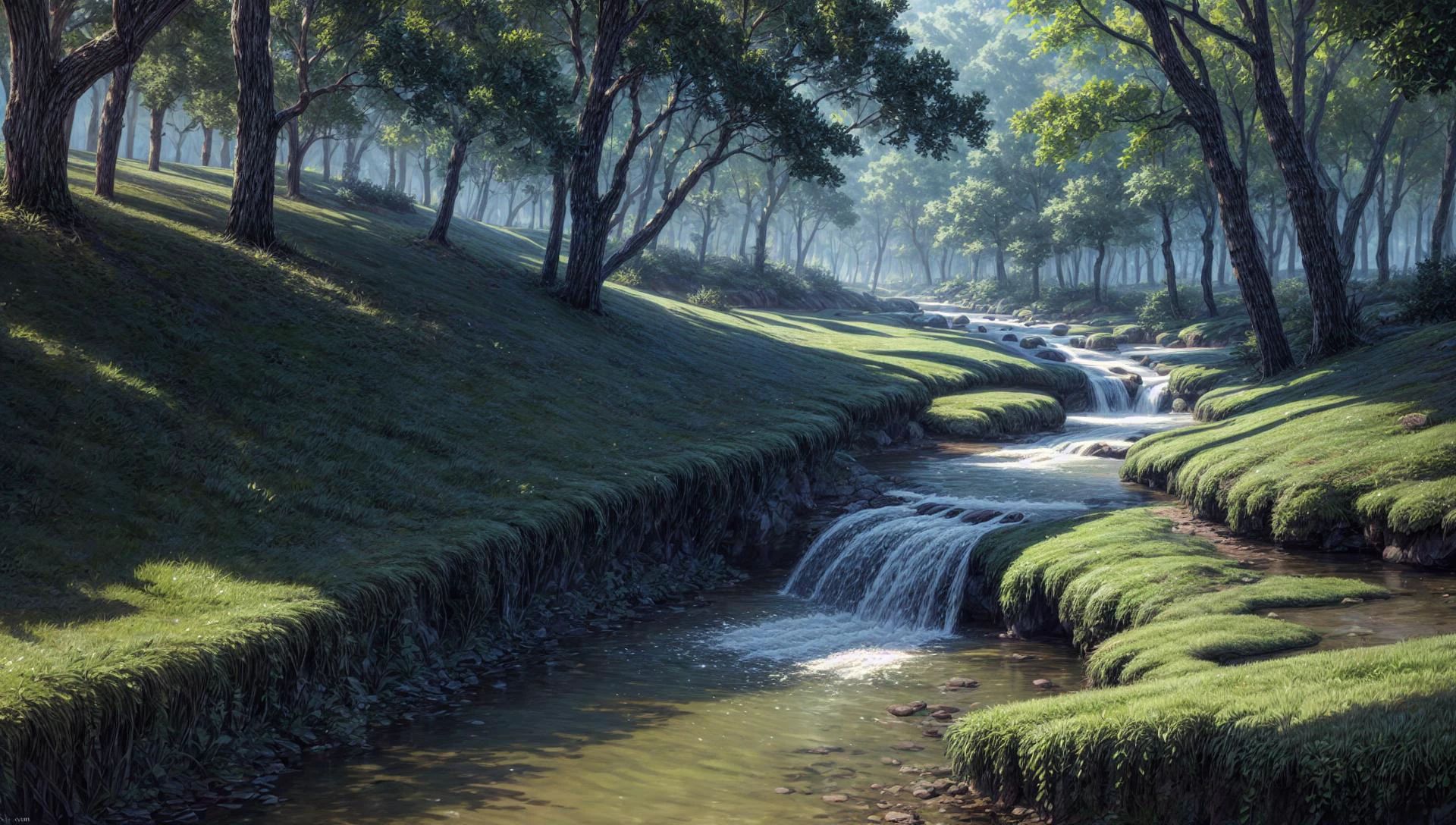 ((masterpiece:1.4,best quality)),
jungle, high trees, creek
high detail, abundant, 8k, high detail, wallpaper,
<lora:more_details:1.5>