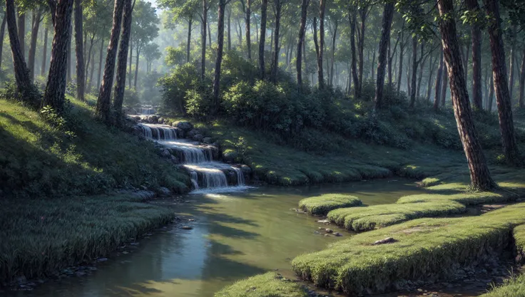 ((masterpiece:1.4,best quality)),
jungle, high trees, creek
high detail, abundant, 8k, high detail, wallpaper,
<lora:more_details:1.5>