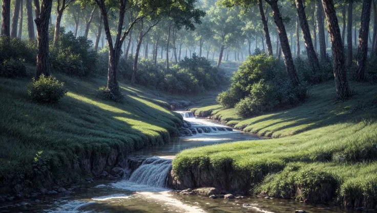 ((masterpiece:1.4,best quality)),
jungle, high trees, creek
high detail, abundant, 8k, high detail, wallpaper,
<lora:more_details:1.5>