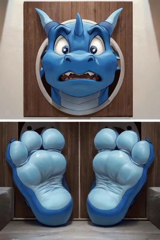 (((photo real))), detailed, masterpiece, (cute), dynamic lighting, cartoon,
blue dragon and white dragon, buff, chubby,
((through wall)), ((foot paw focus)), soles toward viewer, (toe wiggle), cute paws,
monitor, live feed,
two foot paws with ((exactly three toes)),
angry, shy, embarrassed, confused, scared, shy,