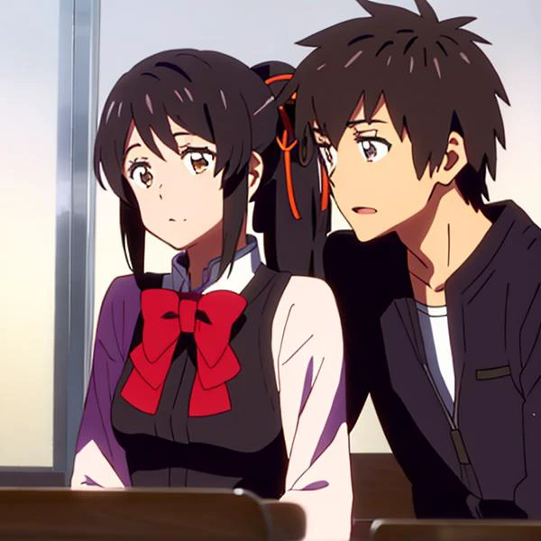A pretty girl sitting on the chair in front row ahead of a boy on the right side , boy has crush on that girl , he is looking towards her from the back , he is looking in such a way that she cant realize , placing his head on underlying forearms