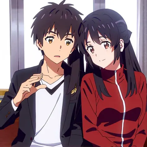 miyamizu mitsuha, taki, kimi no na wa., shinkai makoto <lora:makotoShinkaiSubstyles_offset:1>