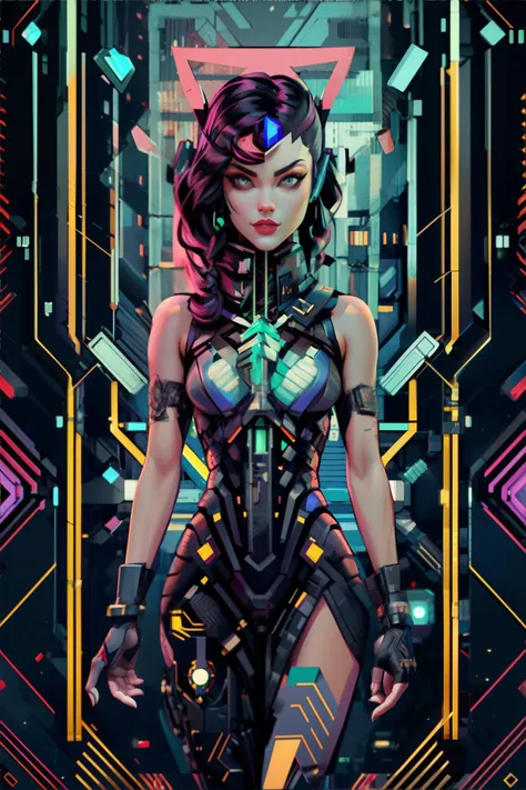 inkpunk, vector style art, young nude woman professional art (naked sexy woman), complex art, ((high detail)) multicolored. ((absurdly high quality)