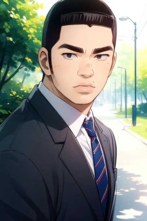 masterpiece, best quality, sketch, 1boy, solo, male focus, looking at viewer, upper body, depth of field, , realistic, <lora:takeo_gouda:0.68>, takeo_gouda, black hair, black eyes, , , High definition