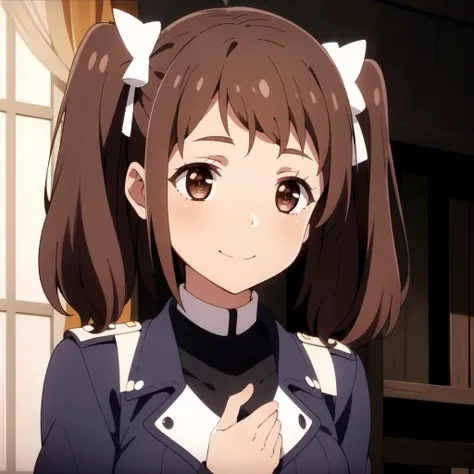 Anime girl in uniform with a cat ear and a cat tail - SeaArt AI