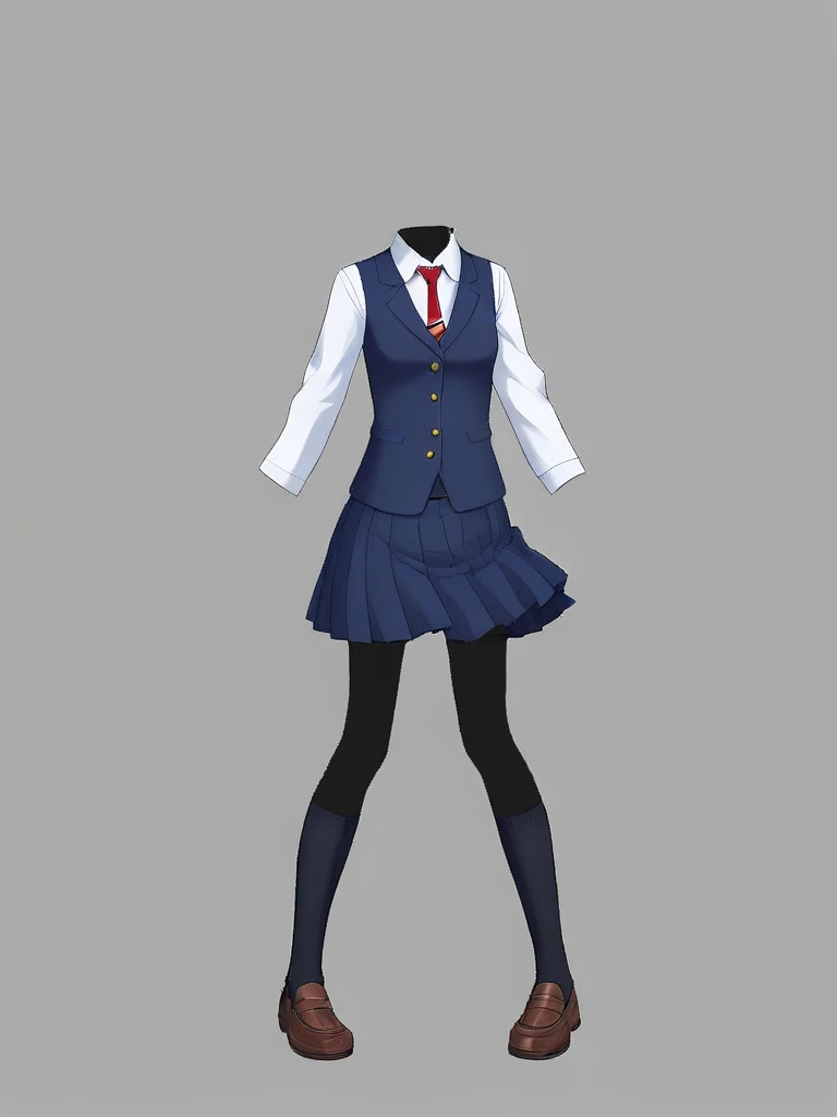 <lora:xl_invisible person(a3):1.5>, (transparent, invisible person:1.5), no body, School Uniform, Blouse, Vest, Jacket, Neck Tie, Skirt, Knee High Socks