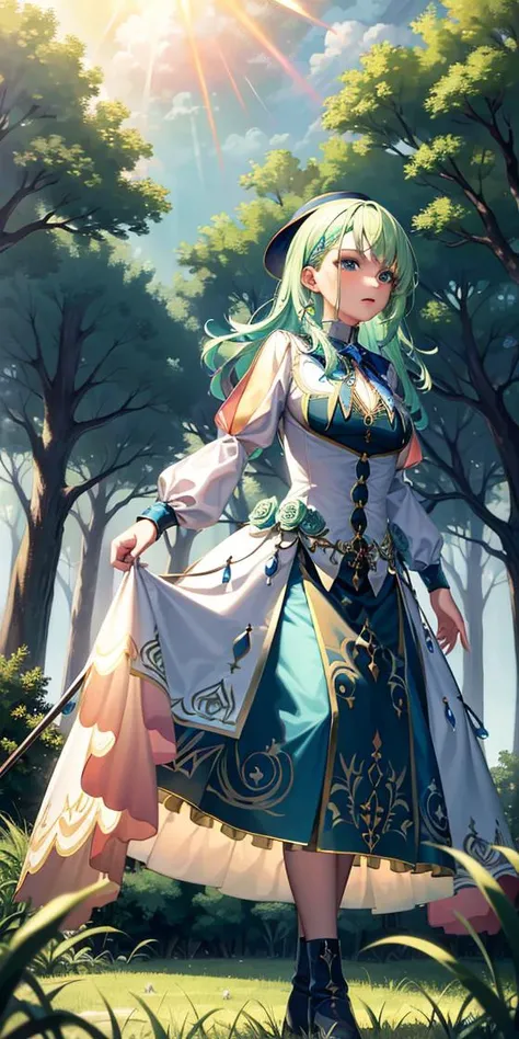 <lora:Ceres Fauna:1>, ceres_fauna,
detailed eyes, (masterpiece), (best quality), (ultra-detailed), (((1girl))), (((solo))), forest, tree, animals, fantasy, flying, broom, night sky, outdoors, magic, spells, earth, stars, clouds, wind, hair, cape, hat, boots, broomstick, glowing, mysterious, enchanting, whimsical, playful, adventurous, freedom, wonder, imagination, determination, skill, speed, movement, energy, realism, naturalistic, figurative, representational, beauty, fantasy culture, mythology, fairy tales, folklore, legends, witches, wizards, magical creatures, fantasy worlds, composition, scale, foreground, middle ground, background, perspective, light, color, texture, detail, beauty, wonder.