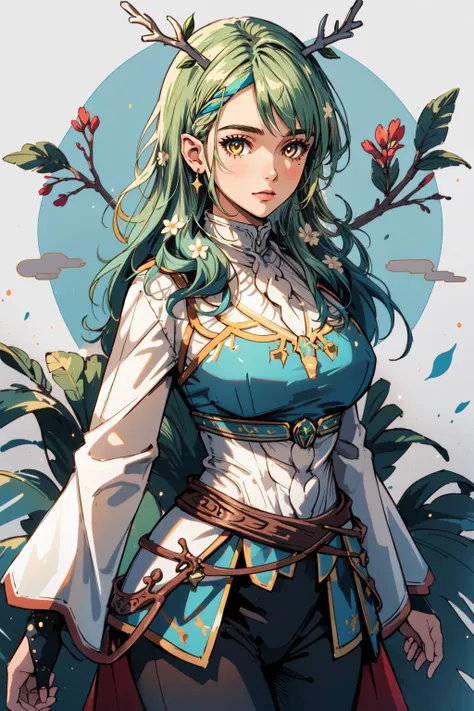(masterpiece, best quality), intricate details,
<lyco:GoodHands-beta2:0.8>
1girl, <lora:ceres_fauna_v2:0.8>hmcf, long hair, antlers, branch, braided bangs, hair flower, yellow eyes, large breasts,
<lora:zelda_botw_outfit:0.8> zelda botw outfit,