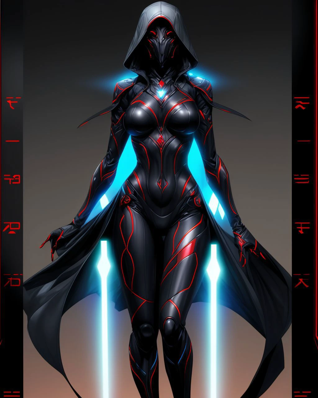 beautiful woman, d3x3d sith lord, full body, red eyes, aura, <lora:d3x3d-L:1> <lora:add_detail:1>