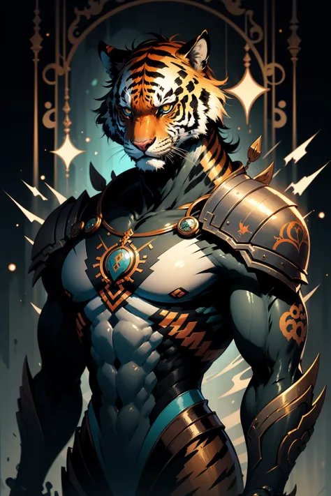 <lora:d3x3d-L:1> d3x3d style tiger wearing armor with red ornaments