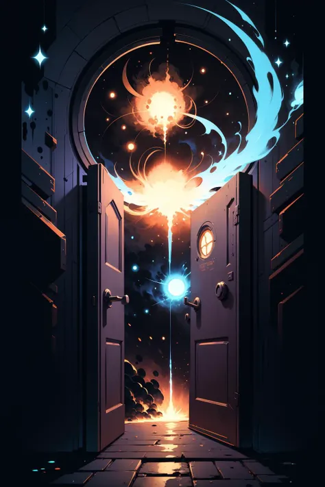 <lora:d3x3d-L:1> d3x3d style planet exploding, astral door