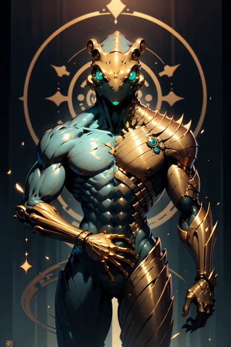 <lora:d3x3d-L:1> d3x3d style frog wearing golden armor with blue ornaments