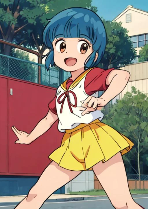 masterpiece, best quality,,<lora:GoodHands-vanilla:0.8> <lora:anmnr01:0.3> <lora:add_detail:0.5>,1girl, <lora:morisawaV1:0.7>,morisawa,school zone,outdoor,red inner Tshirt,active pose,happy