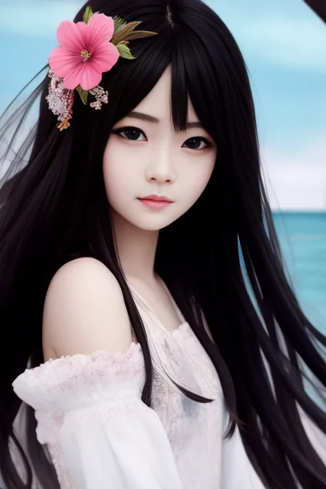 (masterpiece:1.3),(best quality:1.2),(ultra-detailed:1.2),illustration protrait of 1girl,, extremelydetailedCGunity8kwallpaper,bestqualitynoon,beautifuldetailedwaterlongblackhairbeautifuldetailedgirlserafuku,viewstraighton,eyeball,hairflower,closeup
