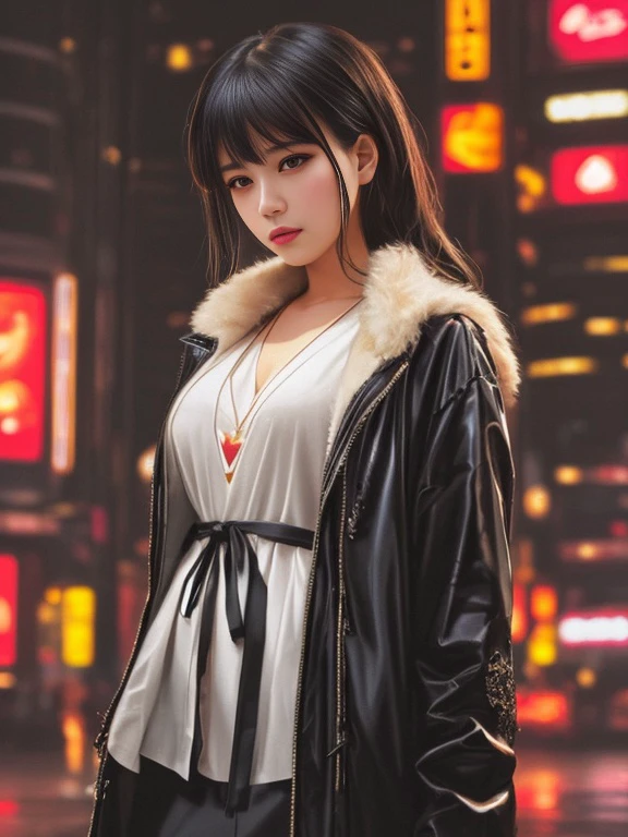 1girl,full body shot photo of the most beautiful artwork in the world featuring a modern female girl, sexy, big eyes, urban tokyo futuristic look, neon lights, night, slow motion, reflections, orange raincoat, intricate detail, nostalgia, heart professional majestic oil painting by Ed Blinkey, Atey Ghailan, Studio Ghibli, by Jeremy Mann, Greg Manchess, Antonio Moro, trending on ArtStation, trending on CGSociety, Intricate, High Detail, Sharp focus, dramatic, photorealistic painting art by midjourney and greg rutkowski