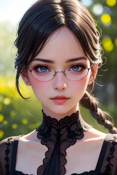 de 11 anos de oculos e cabelo liso preto