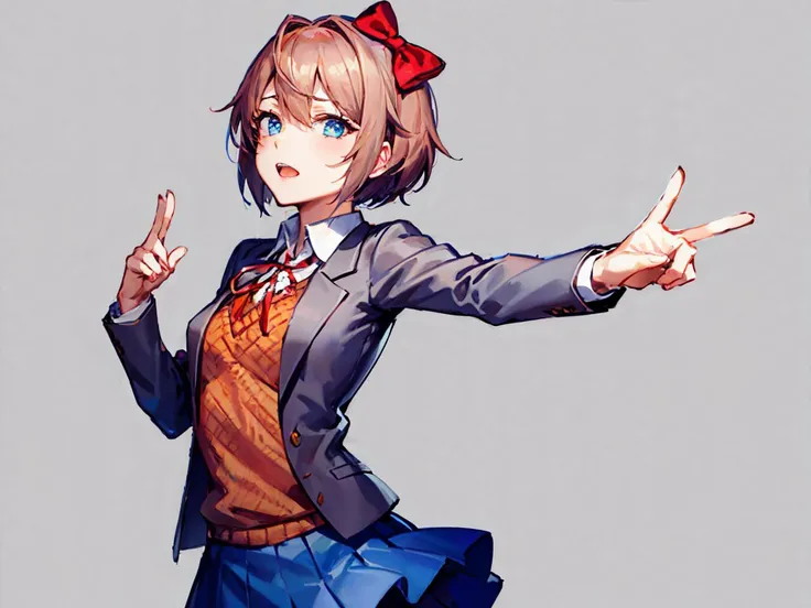 masterpiece, perfect face, beautiful face, 1girl, __dr.derp-hypernetworks/front-shot/cowboy-shot__, short hair, __200WildcardsNSFWAnd_sdWildcards/background__,
<lora:DDLC:1> school uniform, blazer, brown sweater, collared shirt, neck ribbon, blue skirt, sayori, blue eyes, brown hair, hair bow, red bow