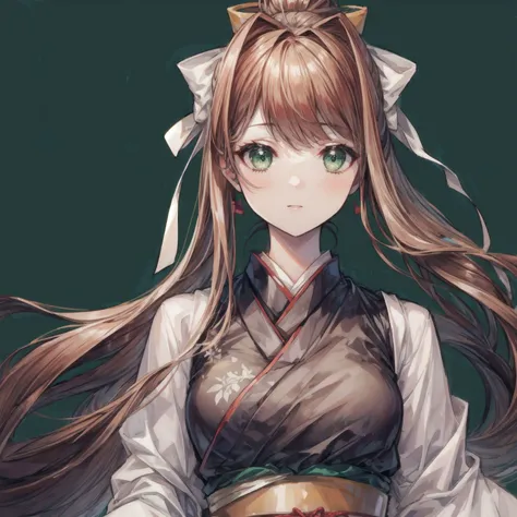 (Monika, green eyes, gorgeous face, ponytail, very long hair, perfect body), 1girl, (hanfu), sidelighting, wallpaper, <lora:DetailEnhancer:0.8>, <lora:DDLC:0.7>
