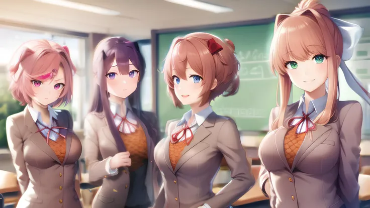 masterpiece, high quality, <lora:ddlc-10:1>, classroom background