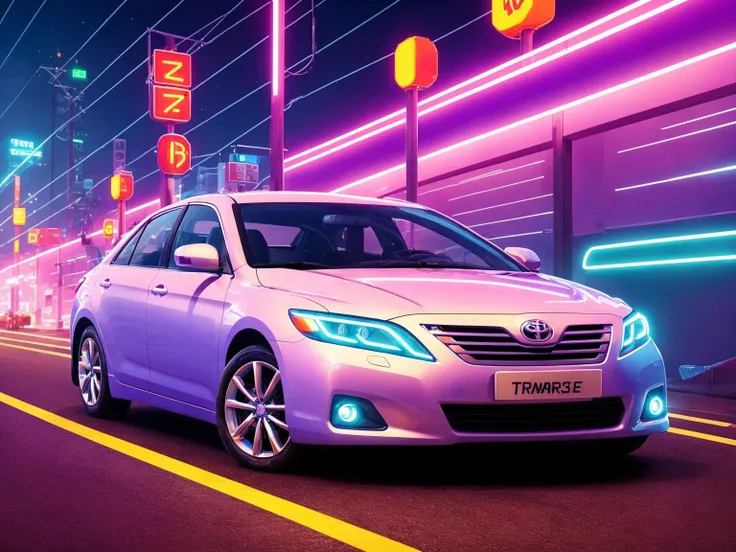 masterpiece, best quality, toyotacamryxv40, 1car, waves, highly detailed, <lora:ToyotaCamryXV40:0.6>, neon lights , dystopian city , hackers , by Josan Gonzalez , Simon Stalenhag , Maciej Rebisz , Mike Winkelmann (Beeple) , Darek Zabrocki