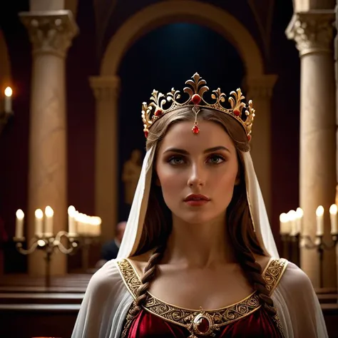 cinematic film still <lora:Renaissance_Impressions_Chiaroscuro-000003:0.8>a painting of a woman, salome, man with a crown, inspired by Carl Heinrich Bloch, trending on artstaion, symmetric art, inspired by Gustave Boulanger, brain surgery, beautiful!!!! museum photo, scene from church, inspired by Brothers Hildebrandt, ancient greek <lora:zavy-cntrst-sdxl:0.8> dark, chiaroscuro, low-key . shallow depth of field, vignette, highly detailed, high budget, bokeh, cinemascope, moody, epic, gorgeous, film grain, grainy