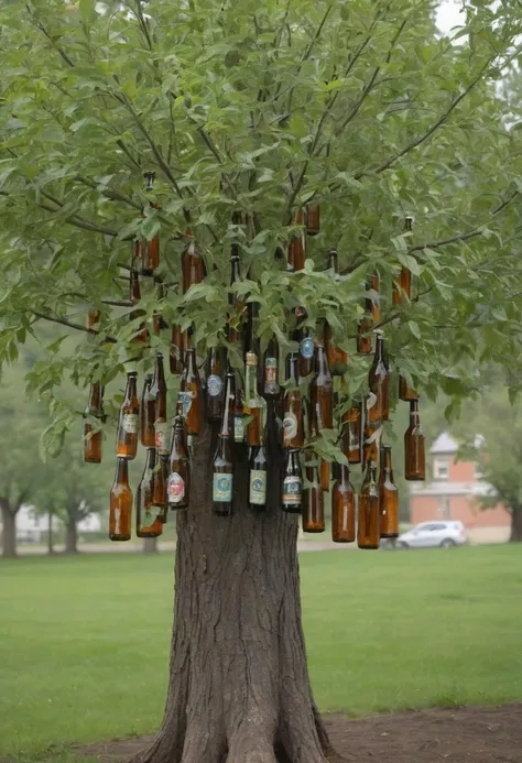 tree, (beer tree:1.5), (growing bottled beer instead of leaves:.6)