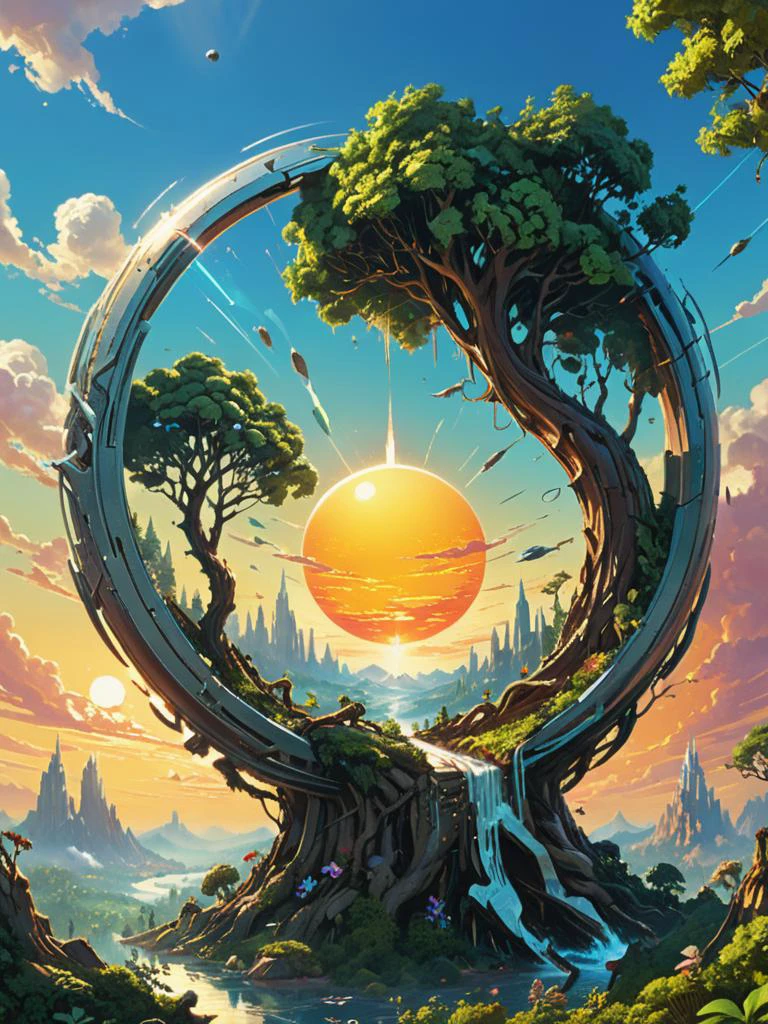 Metal pin of an insane details, Foolish (tanghulu:1.3) , trees and Space-time continuum in background, Sun in the sky, Sharp and in focus, Glitchcore, side light, symbolism, hyperdetailed, (scene art by Atey Ghailan:0.7) , Boris Vallejo, Modern Disney, key visual, cityscape, <lora:xl_more_art-full_v1:1>, <lora:add-detail-xl:1>